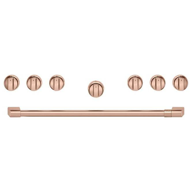 Cafe - 36'' Brushed Copper Handle And Knob Set For Pro Range And Rangetop - Brushed Copper