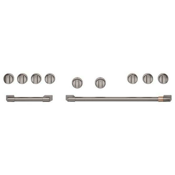 Cafe - 48'' Brushed Black Handle And Knob Set For Pro Range And Rangetop - Brushed Black