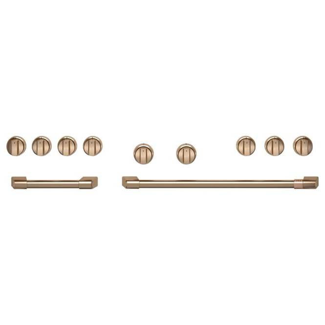 Cafe - 48'' Brushed Bronze Handle And Knob Set For Pro Range And Rangetop - Brushed Bronze