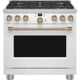 Cafe - 36'' Smart Dual-Fuel Commercial-Style Range With 6 Burners (Natural Gas) - Matte White