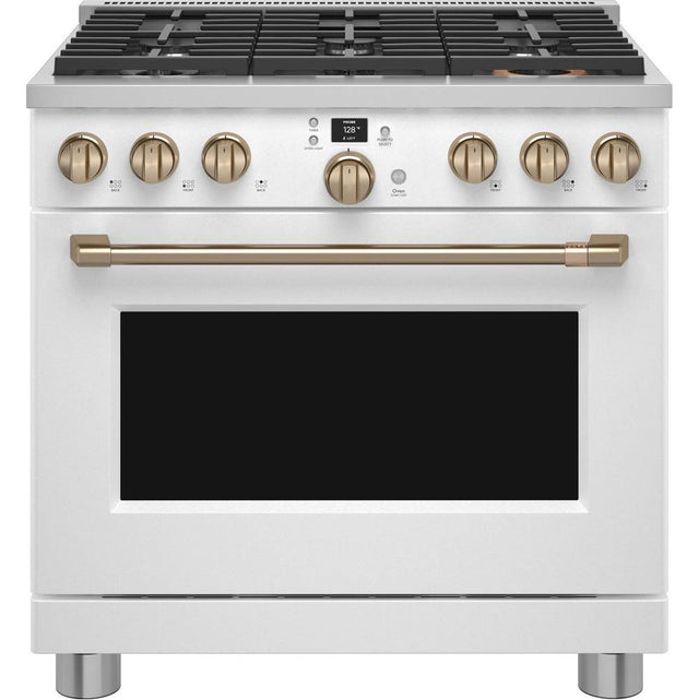 Cafe - 36'' Smart Dual-Fuel Commercial-Style Range With 6 Burners (Natural Gas) - Matte White