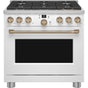 Cafe - 36'' Smart Dual-Fuel Commercial-Style Range With 6 Burners (Natural Gas) - Matte White