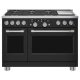 Cafe - 48'' Smart Dual-Fuel Commercial-Style Range With 6 Burners And Griddle (Natural Gas) - Matte Black