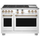 Cafe - 48'' Smart Dual-Fuel Commercial-Style Range With 6 Burners And Griddle (Natural Gas) - Matte White