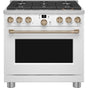 Cafe - 36'' Smart All-Gas Commercial-Style Range With 6 Burners (Natural Gas) - Matte White