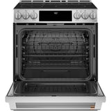 CafeE 30'' Smart Slide-In Front Control Induction and Convection Range with Warming Drawer