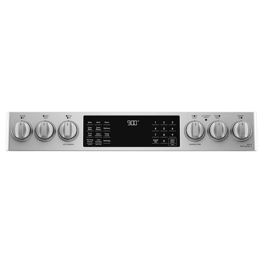 CafeE 30'' Smart Slide-In Front Control Induction and Convection Range with Warming Drawer