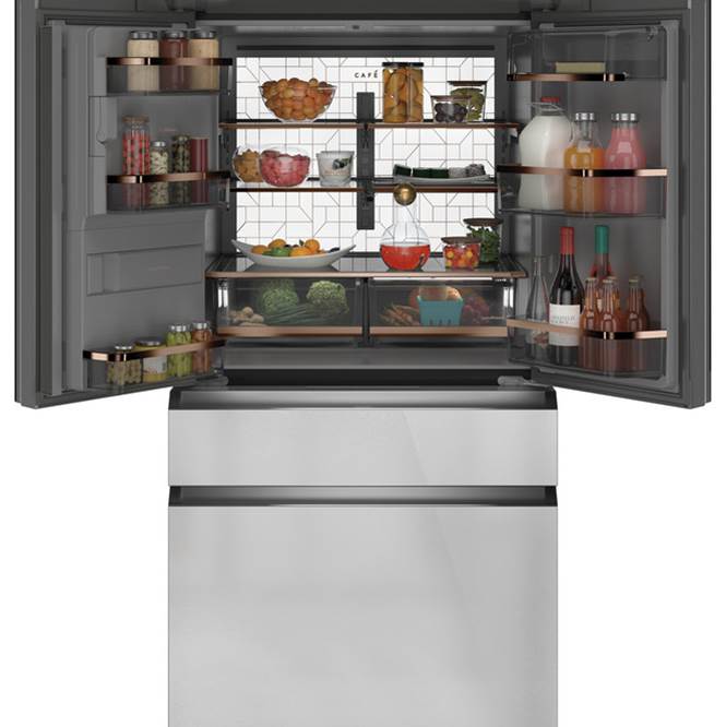 Energy Star 22.3 Cu. Ft. Smart Counter-Depth 4-Door French-Door Refrigerator In Platinum Glass
