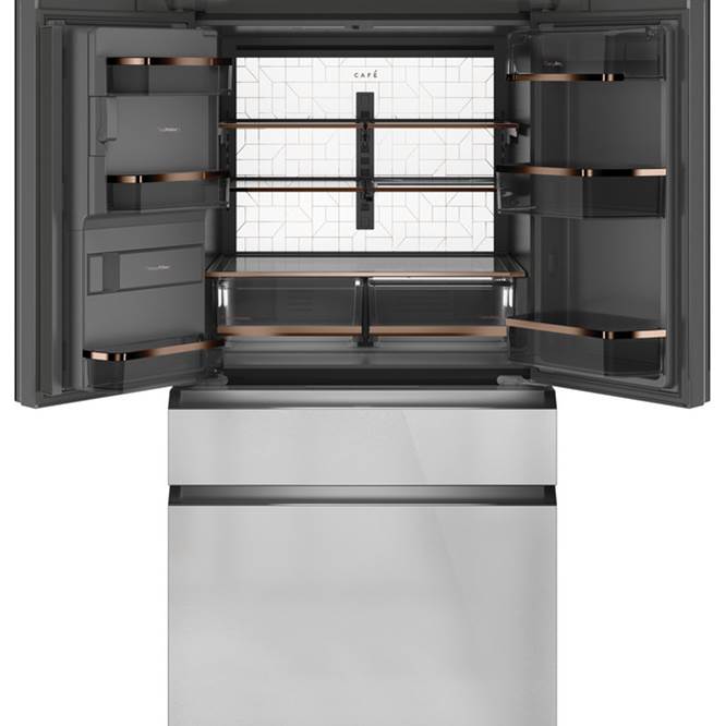 Energy Star 22.3 Cu. Ft. Smart Counter-Depth 4-Door French-Door Refrigerator In Platinum Glass