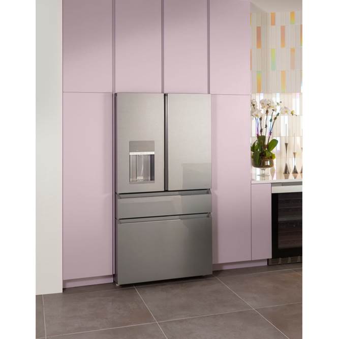 Energy Star 22.3 Cu. Ft. Smart Counter-Depth 4-Door French-Door Refrigerator In Platinum Glass