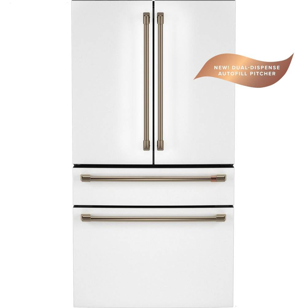 Cafe - 4-Door Bottom Freezer - French Door - Matte White,Brushed Bronze