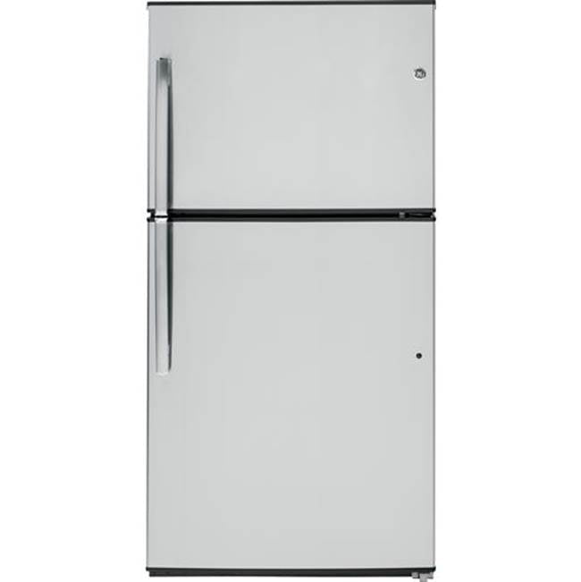 GE Appliances - GE Energy Star21.1 Cu. Ft. Top-Freezer Refrigerator - Stainless Steel