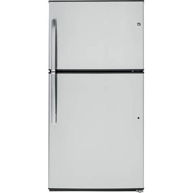 GE Appliances - GE Energy Star21.1 Cu. Ft. Top-Freezer Refrigerator - Stainless Steel