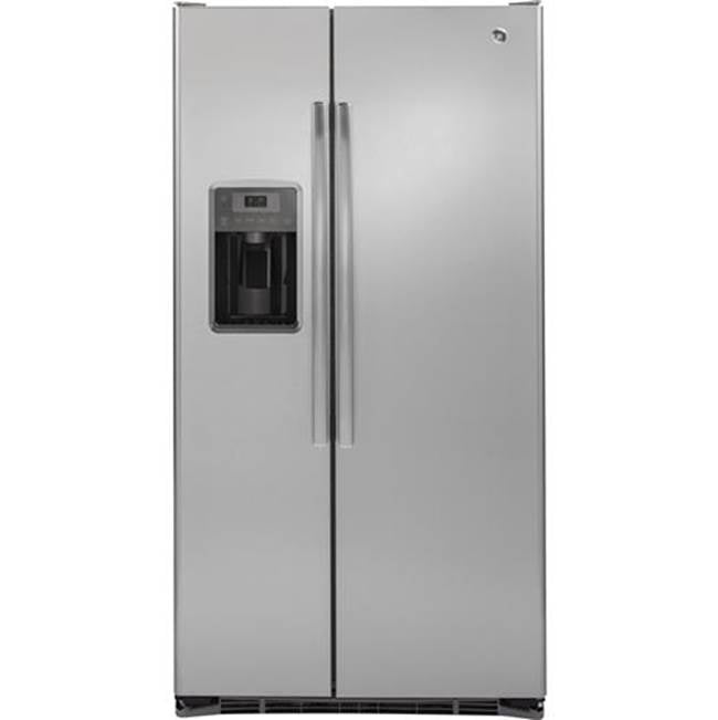 GE Appliances - GE 21.9 Cu. Ft. Counter-Depth Side-By-Side Refrigerator - Stainless Steel