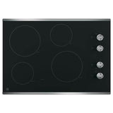 GE Appliances - GE 30'' Built-In Knob Control Electric Cooktop - Stainless Steel on Black