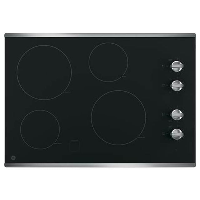 GE Appliances - GE 30'' Built-In Knob Control Electric Cooktop - Stainless Steel on Black