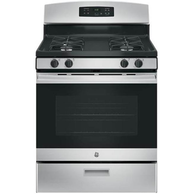 GE Appliances - GE 30'' Free-Standing Gas Range - Stainless Steel/Black