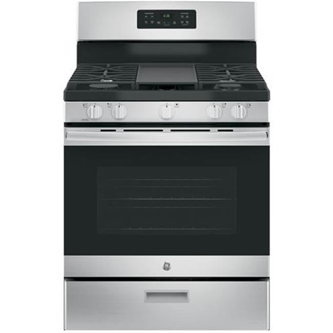 GE Appliances - GE 30'' Free-Standing Gas Range - Stainless Steel/Black