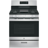 GE Appliances - GE 30'' Free-Standing Gas Range - Stainless Steel/Black