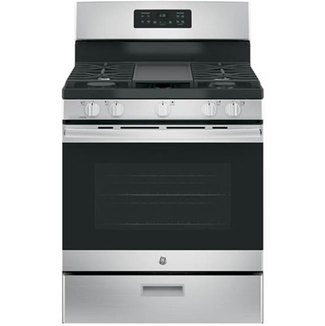 GE Appliances - GE 30'' Free-Standing Gas Range - Stainless Steel/Black