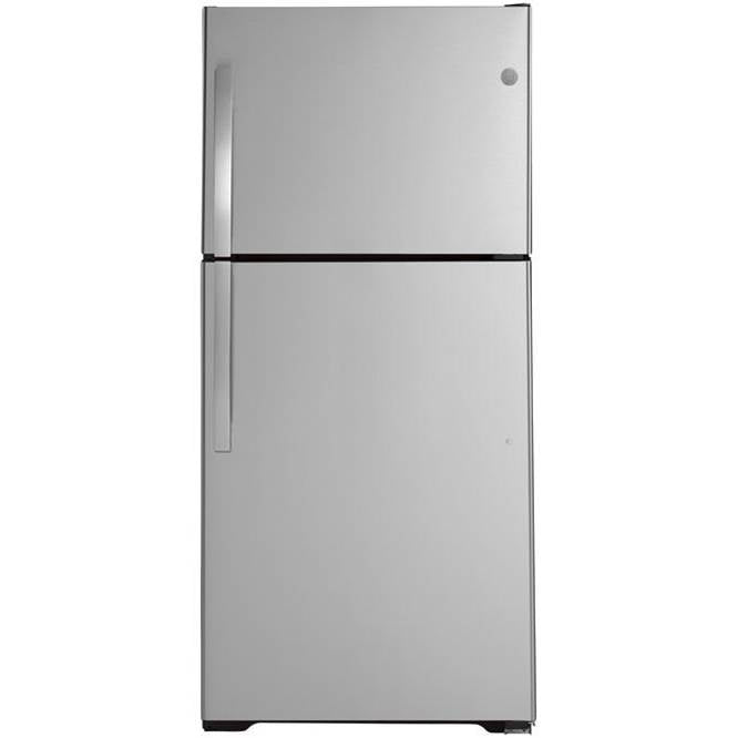 GE Appliances - 21.9 Cu. Ft. Top-Freezer Refrigerator - Stainless Steel