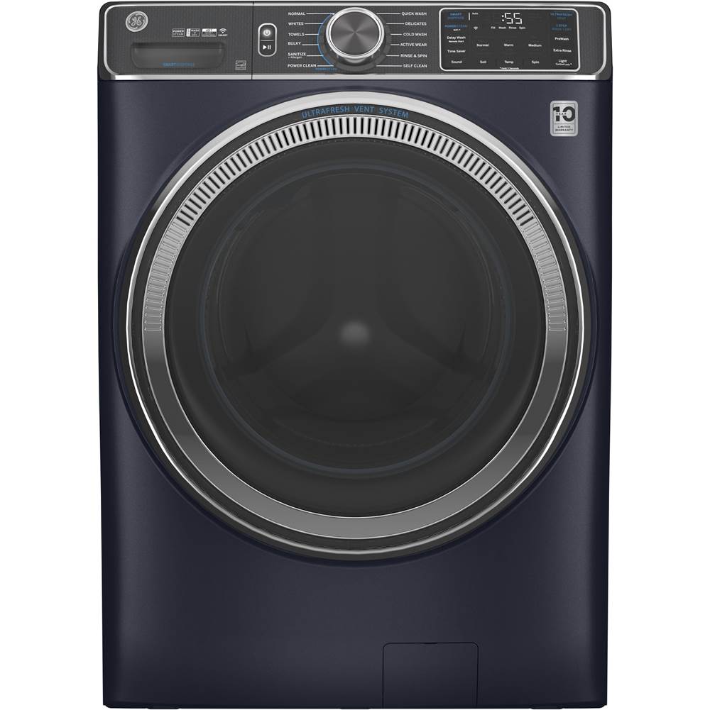 GE Appliances - GE 5.0 cu. ft. Capacity Smart Front Load ENERGY STAR Steam Washer with SmartDispense UltraFresh Vent System with OdorBlock - Sapphire Blue