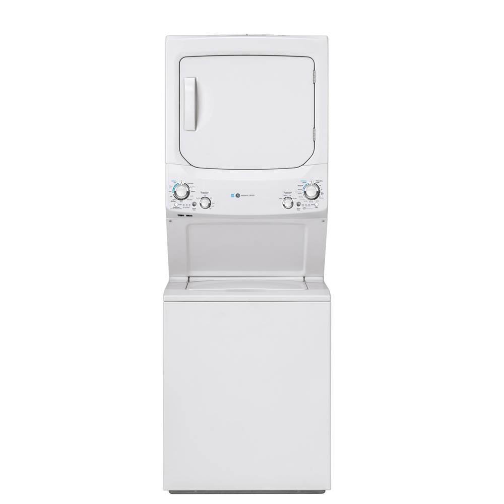 GE Appliances - GE Unitized Spacemaker ENERGY STAR 3.9 cu. ft. Capacity Washer with Stainless Steel Basket and 5.9 cu. ft. Capacity Electric Dryer - White on White