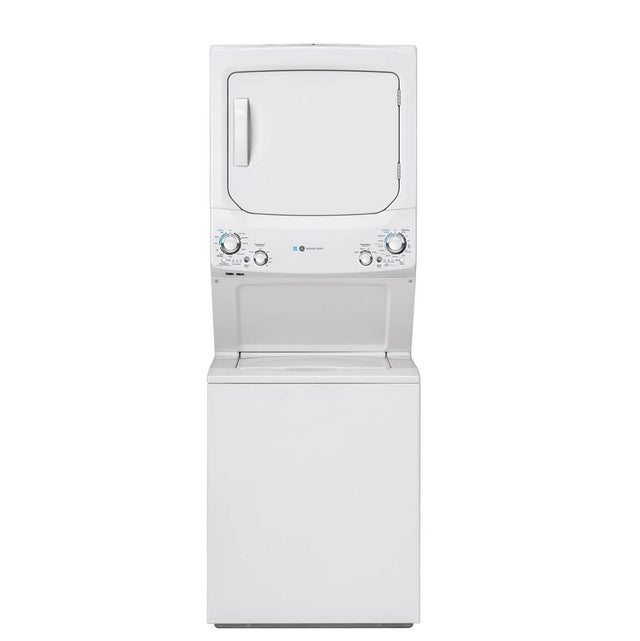 GE Appliances - GE Unitized Spacemaker ENERGY STAR 3.9 cu. ft. Capacity Washer with Stainless Steel Basket and 5.9 cu. ft. Capacity Gas Dryer - White on White