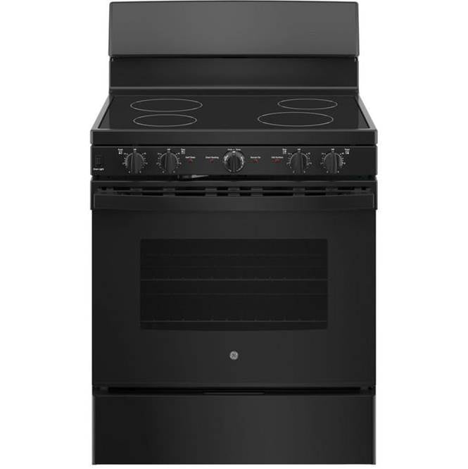 GE Appliances - 30'' Free-standing Electric Radiant Smooth Cooktop Range - Black on Black