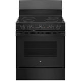 GE Appliances - 30'' Free-standing Electric Radiant Smooth Cooktop Range - Black on Black
