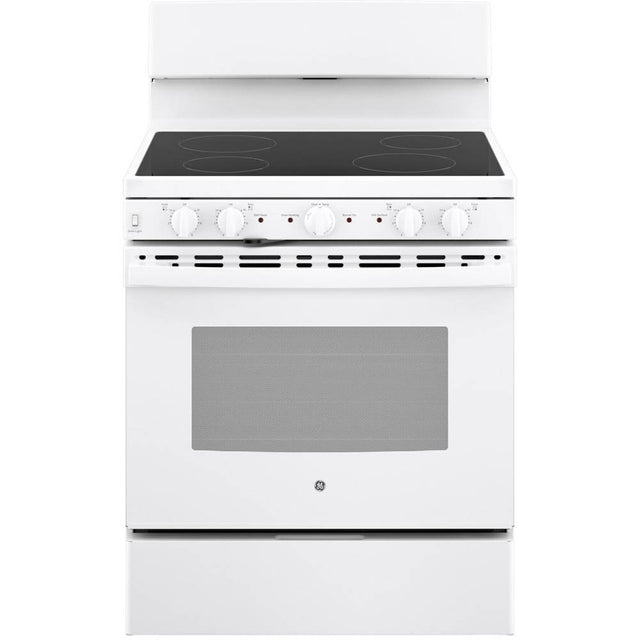 GE Appliances - 30'' Free-standing Electric Radiant Smooth Cooktop Range - White on White