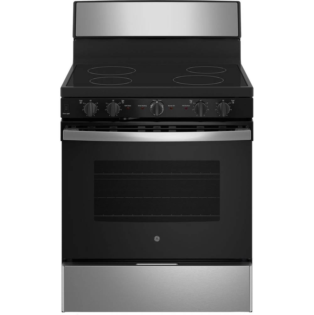 GE Appliances - 30'' Free-standing Electric Radiant Smooth Cooktop Range - Stainless Steel