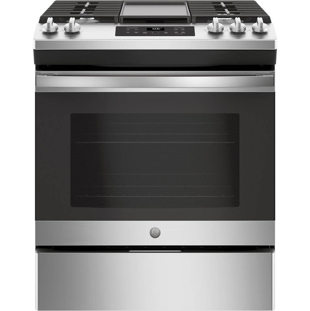 GE Appliances - GE 30'' Slide-In Front Control Gas Range - Stainless Steel