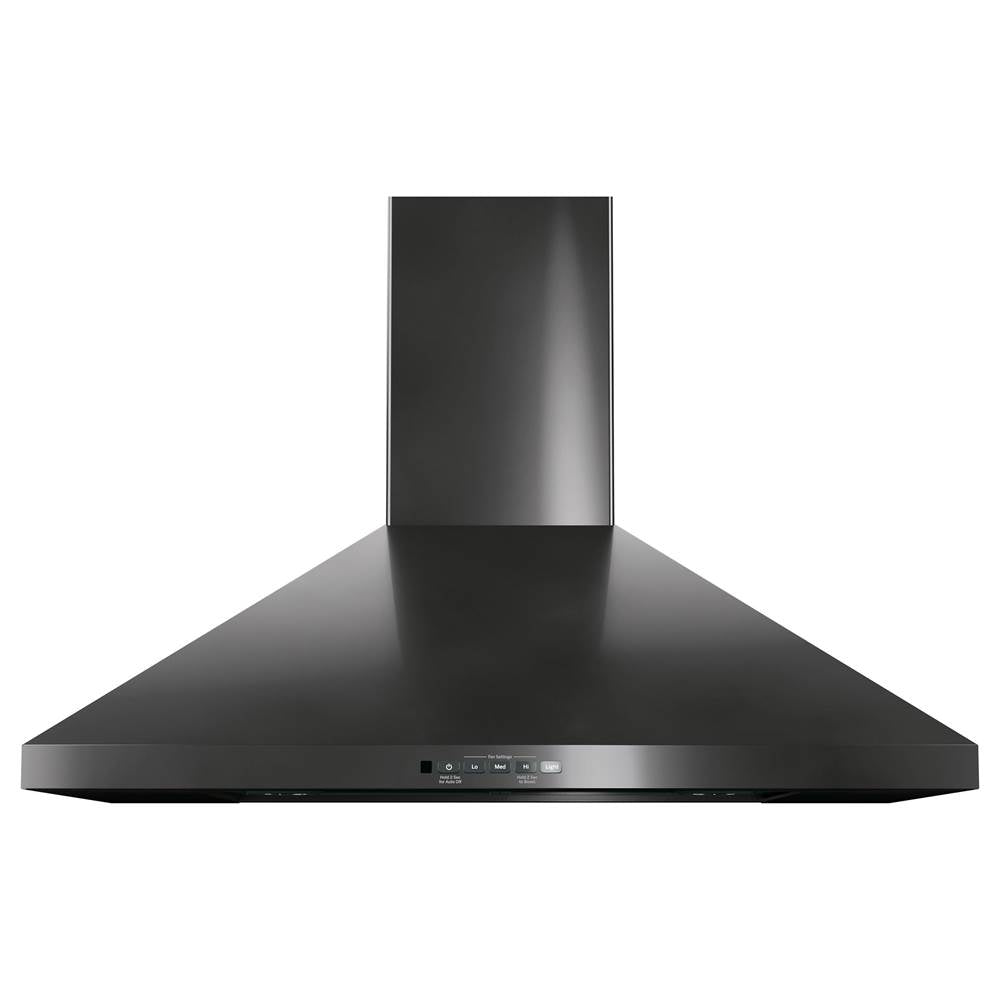 GE Appliances - GE 30'' Wall-Mount Pyramid Chimney Hood - Fingerprint Resistant Black Stainless
