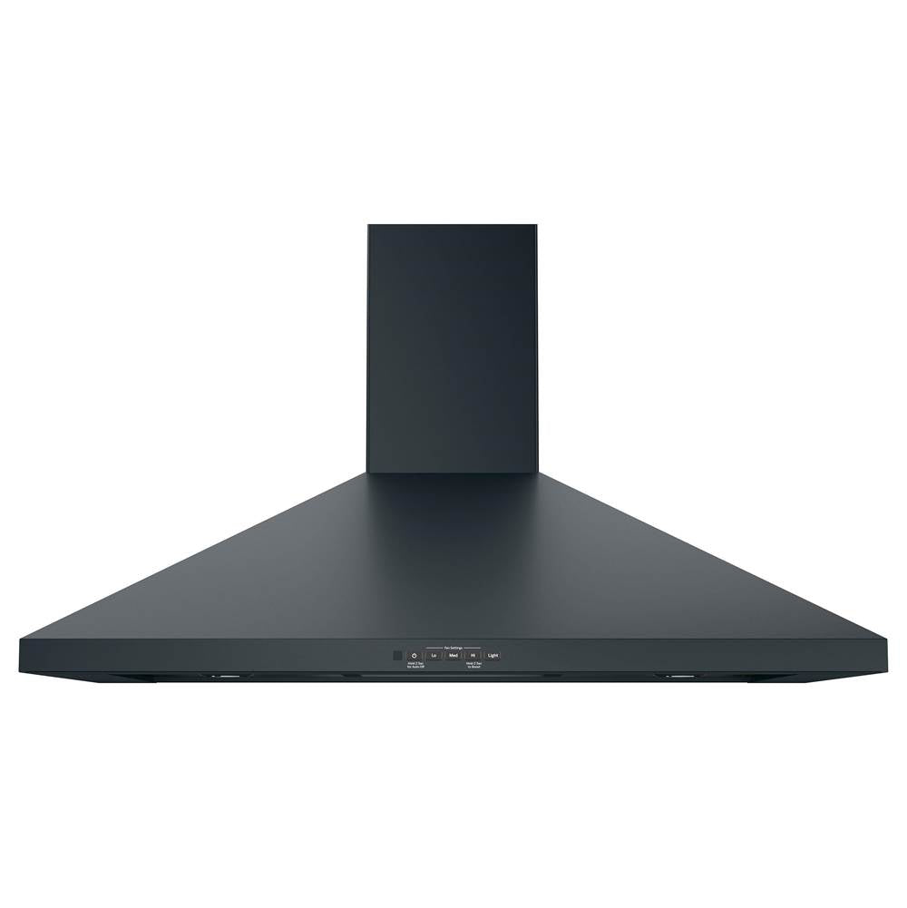GE Appliances - GE 36'' Wall-Mount Pyramid Chimney Hood - Fingerprint Resistant Black Slate