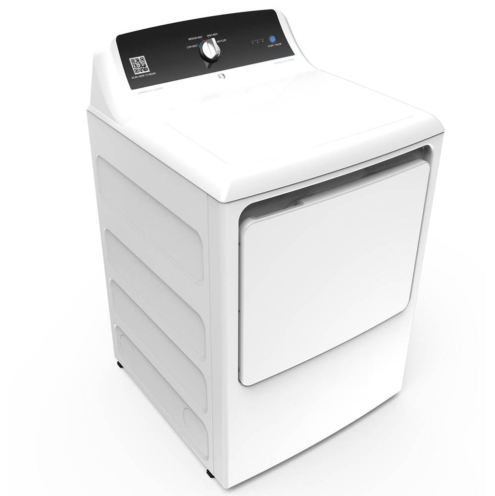 GE Appliances - 7.4 cu. ft. Capacity aluminized alloy drum Commercial Electric Dryer with Sensor Dry - White with Black