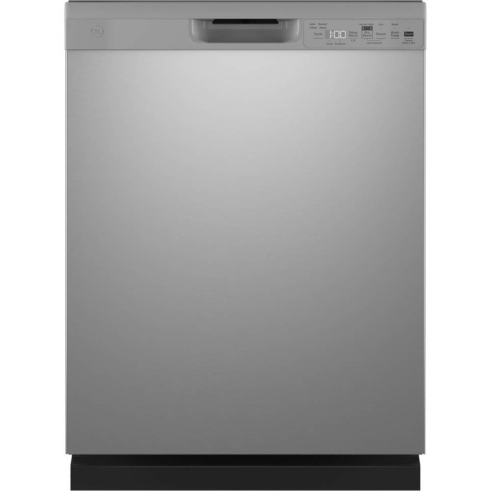 GE Appliances - Front Control with Plastic Interior Dishwasher with Sanitize Cycle and Dry Boost - Stainless Steel