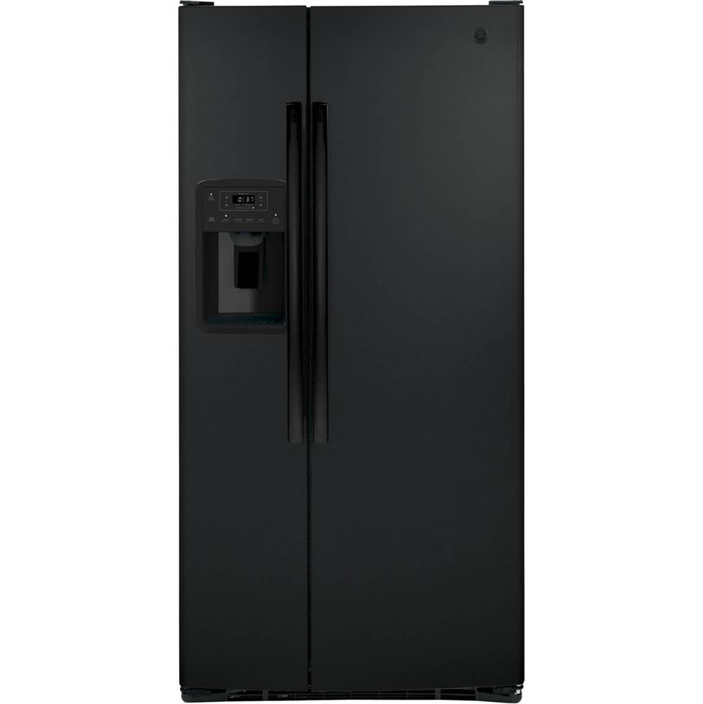 GE Appliances - ENERGY STAR 23.0 Cu. Ft. Side-By-Side Refrigerator - Black