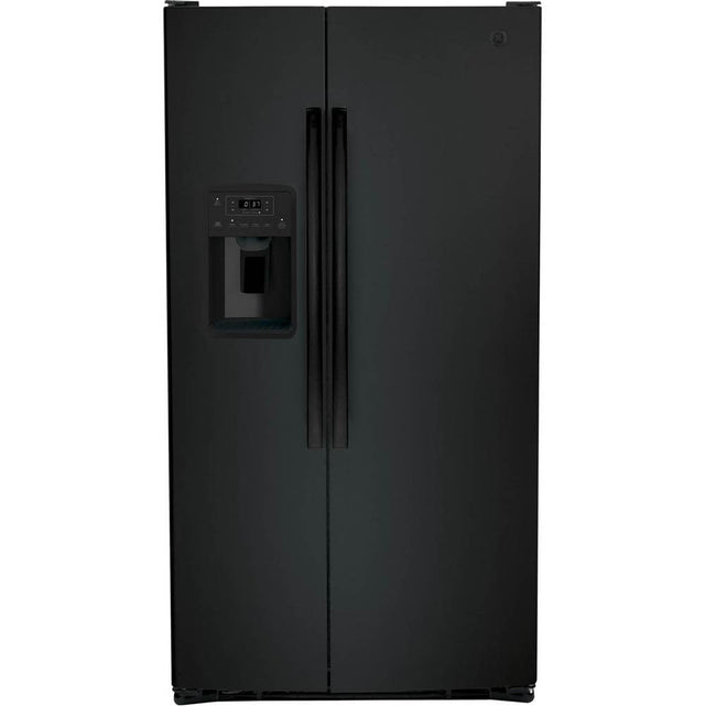 GE Appliances - ENERGY STAR 25.3 Cu. Ft. Side-By-Side Refrigerator - Black