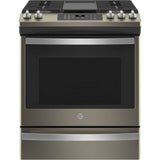 GE Appliances - 30'' Slide-In Front-Control Convection Gas Range with No Preheat Air Fry - Slate