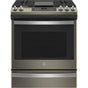 GE Appliances - 30'' Slide-In Front-Control Convection Gas Range with No Preheat Air Fry - Slate