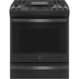 GE Appliances - 30'' Slide-In Front-Control Convection Gas Range with No Preheat Air Fry - Black Slate