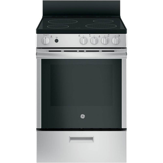 GE Appliances - GE 24'' Free-Standing/Slide-in Front Control Range with Steam Clean and Large Window - Stainless Steel