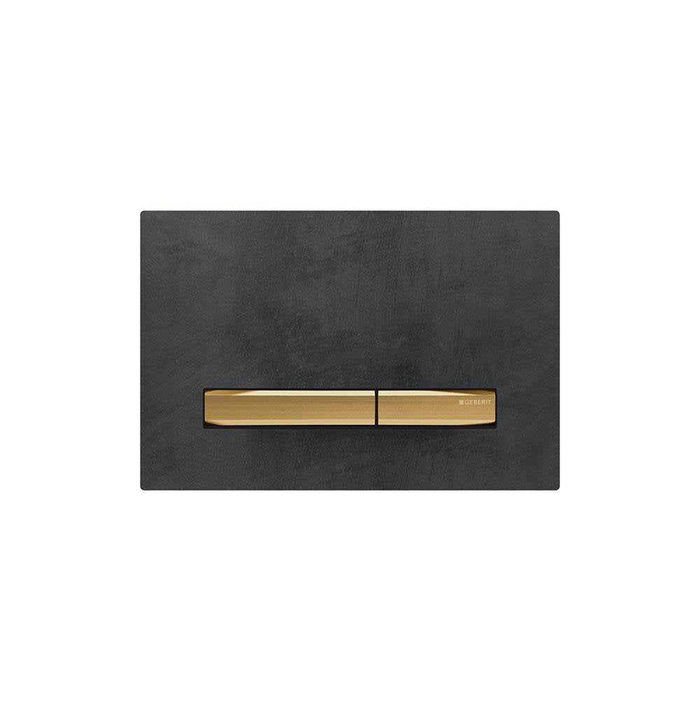 Geberit - Geberit actuator plate Sigma50 for dual flush, metal colour brass: brass, Mustang slate - Brass, Mustang Slate