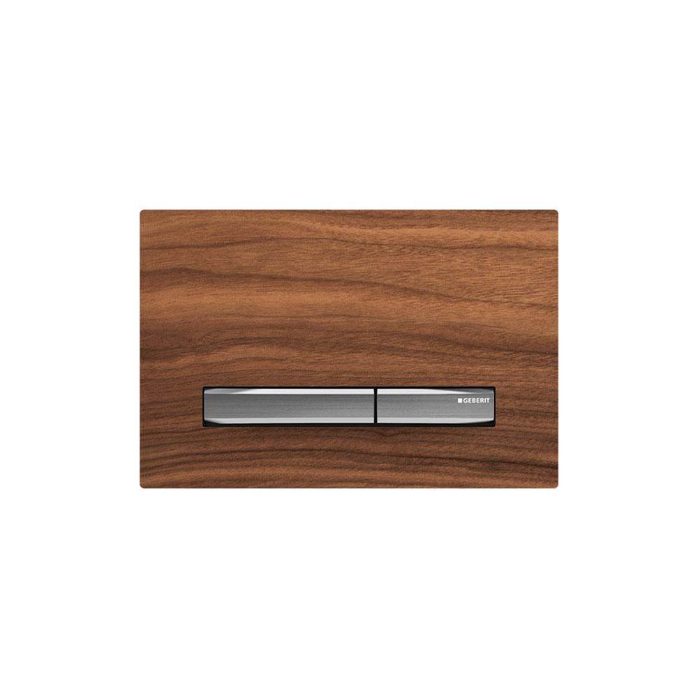 Geberit - Geberit actuator plate Sigma50 for dual flush, metal colour chrome-plated: chrome-plated, black walnut - Chrome Plated, Black Walnut