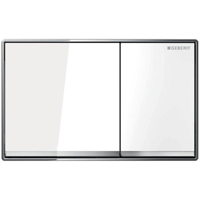 Geberit - Geberit actuator plate Omega60 for dual flush, surface-even: white glass - White