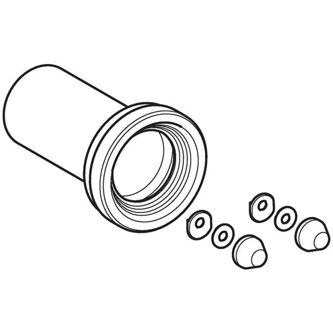 Geberit straight connector with sleeve and cover caps: d90mm matt chrome-plated