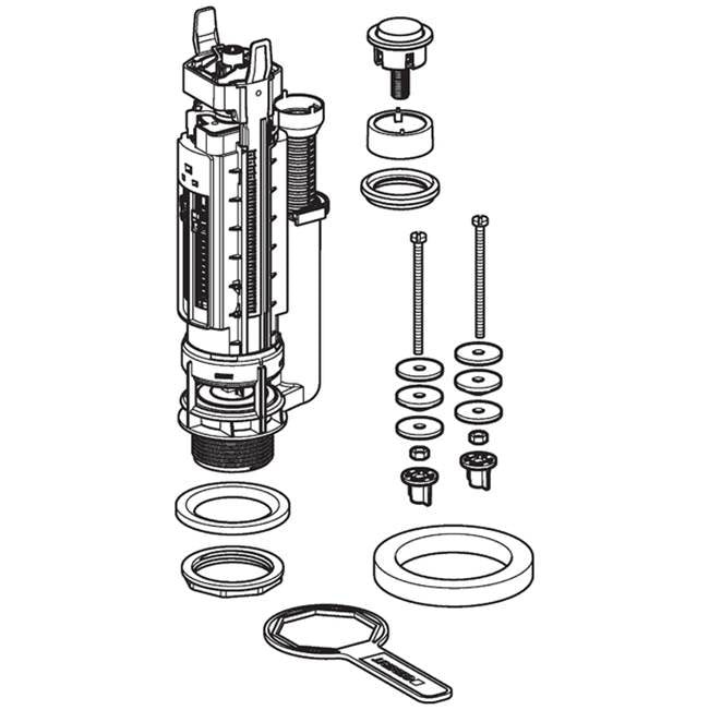 Geberit flush valve type 290, single flush: bright chrome-plated