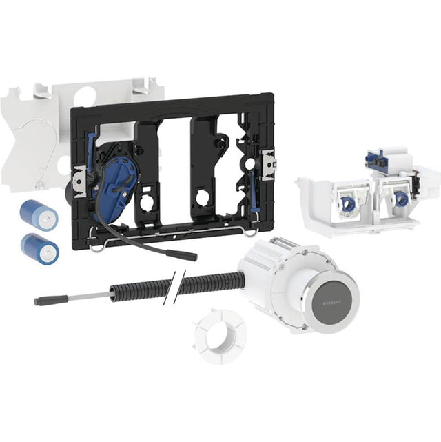 Geberit - Wc Flush Control With Electronic Flush Actuation, Battery Operation, Dual Flush, Type 10 Ir Button Brushed - Collar Brushed