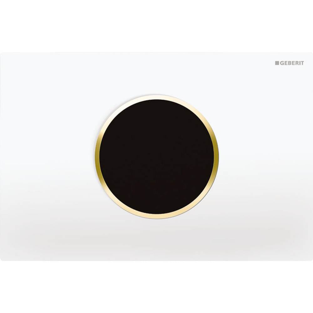 Geberit - Wc Flush Control With Electronic Flush Actuation, Mains Operation, Dual Flush, Sigma10 Actuator Plate, Automatic/Touchless White, Gold - White With Gold